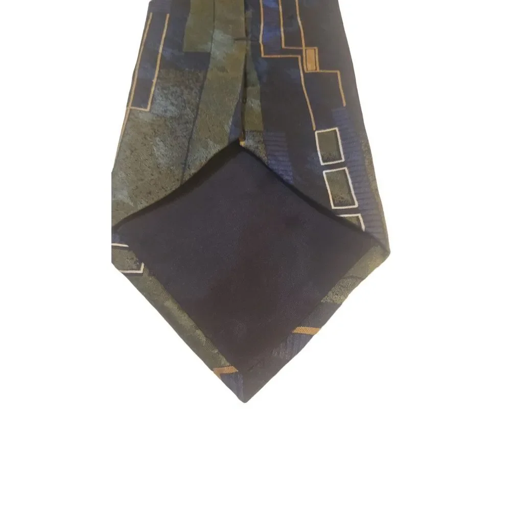 Vintage Croft & Barrow All Silk Necktie Mens Made in USA Blue Green‎